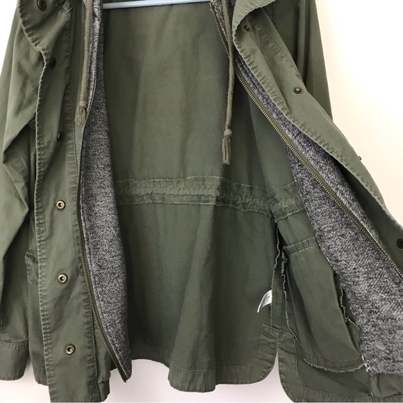 Active USA Army Green Olive Gray Utility Jacket Zip Up Hooded Jacket Women Small - Picture 8 of 12